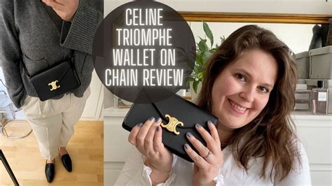 CELINE TRIOMPHE WALLET ON CHAIN REVIEW .